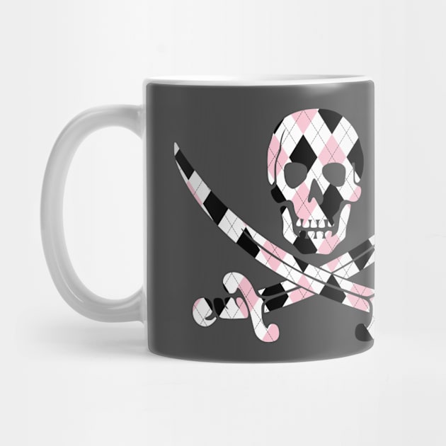 Skull and Crossbones Pink and Black Argyle by FandomTrading